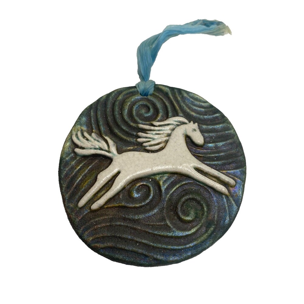 Spirit Pony Raku Medallion “I Am Powerful” Jeremy Diller Ceramic Horse Gift